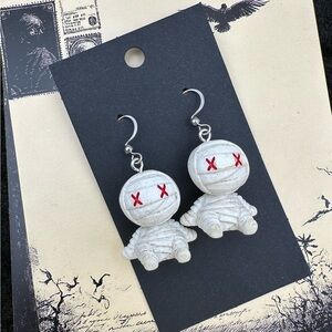 White Mummy Earrings